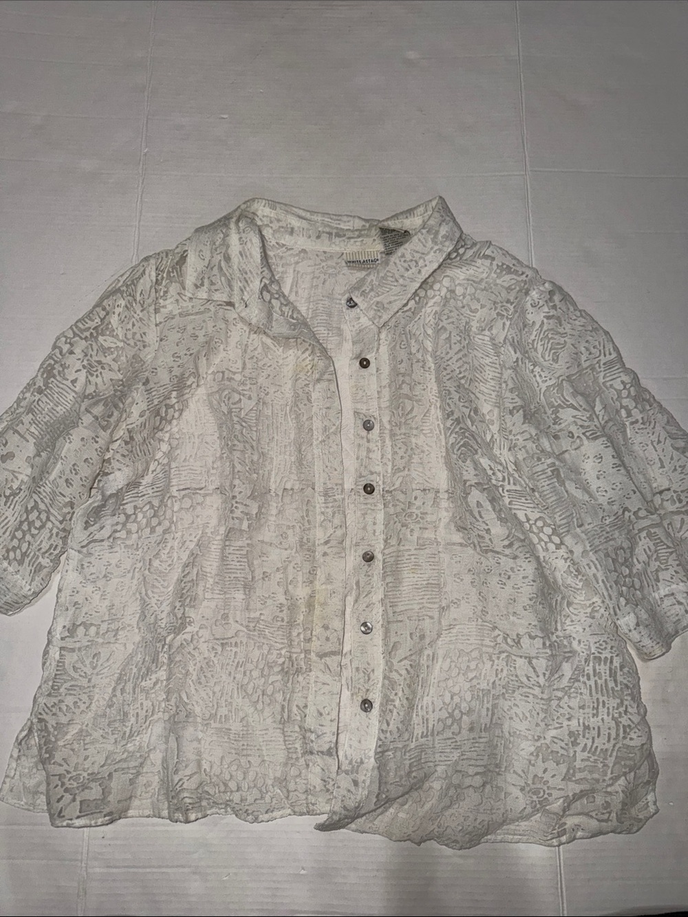 White Stag White Patterned Casual Button-Down Shirt